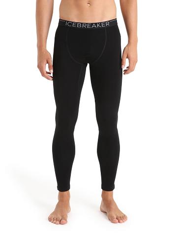 Men's Icebreaker 15.5 Merino Thermal Leggings Black | CA 1823MQZA